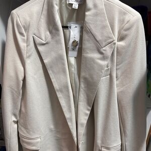 Cream colored waffle relaxed fit  blazer